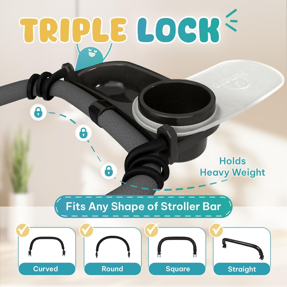 Universal Stroller Snack Tray with Cup Holder 2 in 1 - Stroller Tray Attachme...
