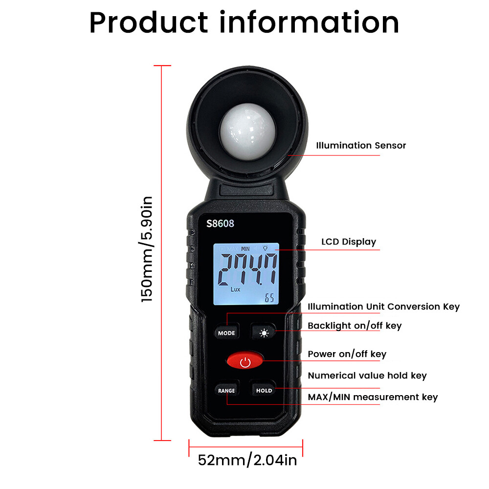 Light Meter Digital Illuminance Meter Luxmeter Luminometer Photometer 200000Lux