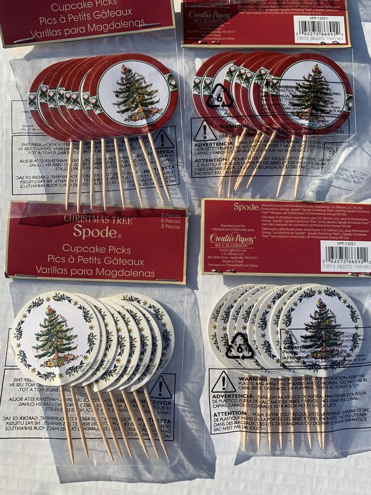SPODE Christmas Tree Cupcake Muffin PIcks Decoration 6 packs
