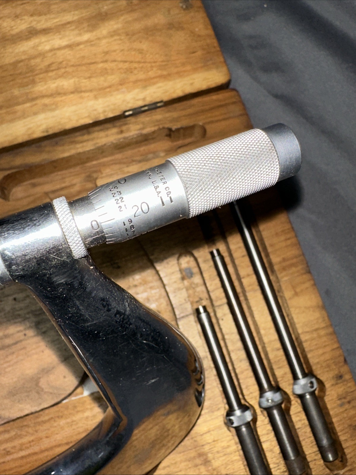 Scherr Tumico Outside Micrometer 6-12" Range .0001" Graduation Caliper Wood Box