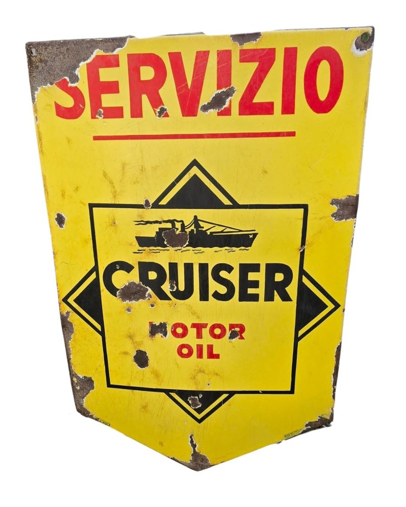 Cruiser Motor Oil Enamel Table Sign