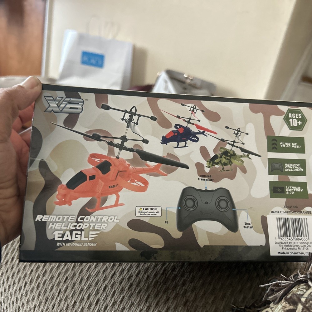 Remote Control Helicopter Eagle XVB Flies 20’ Lithium 3.7 V Battery Age 10+