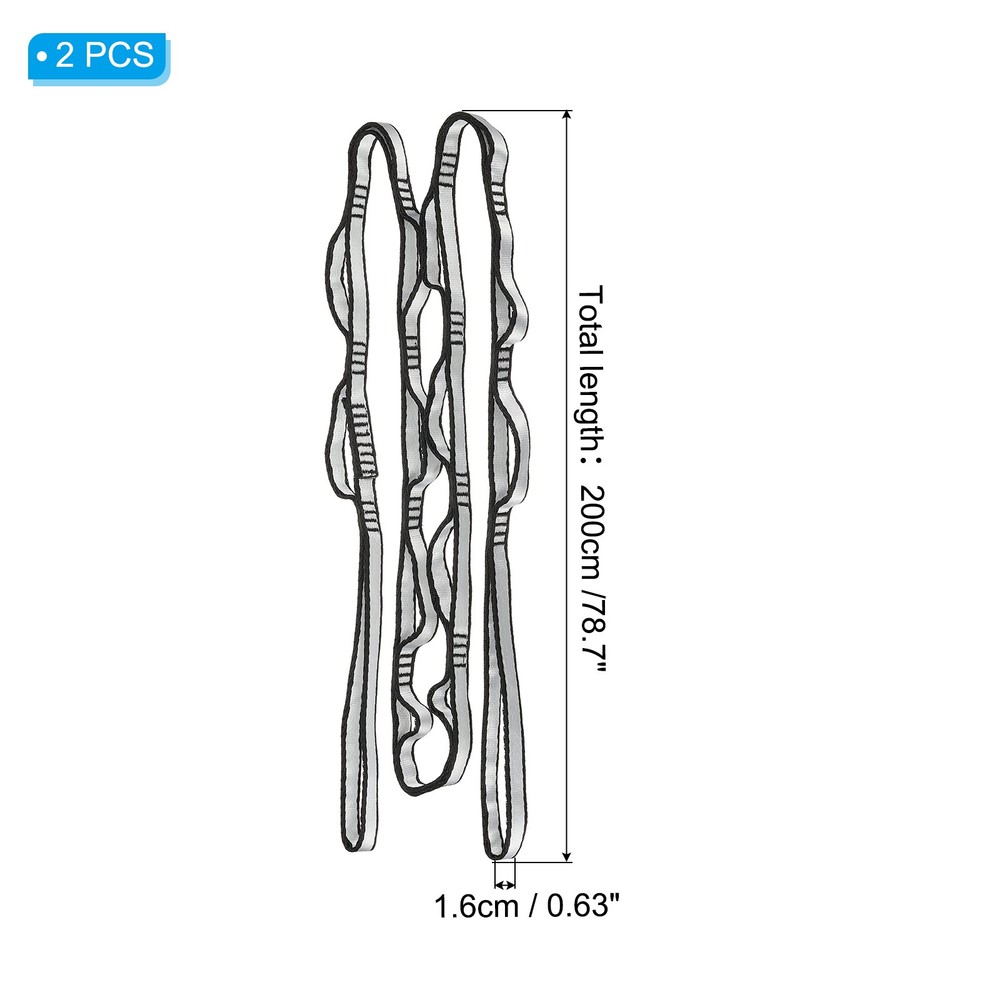 2Pcs Daisy Chain Straps Strong Climbing Strap Adjustable with 15 Loops Silver