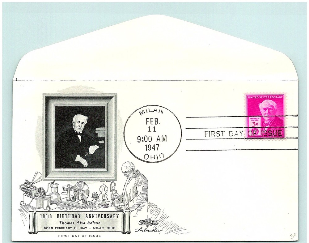 S02-2821, *THOMAS A. EDISON, ARTMASTER, *FDC