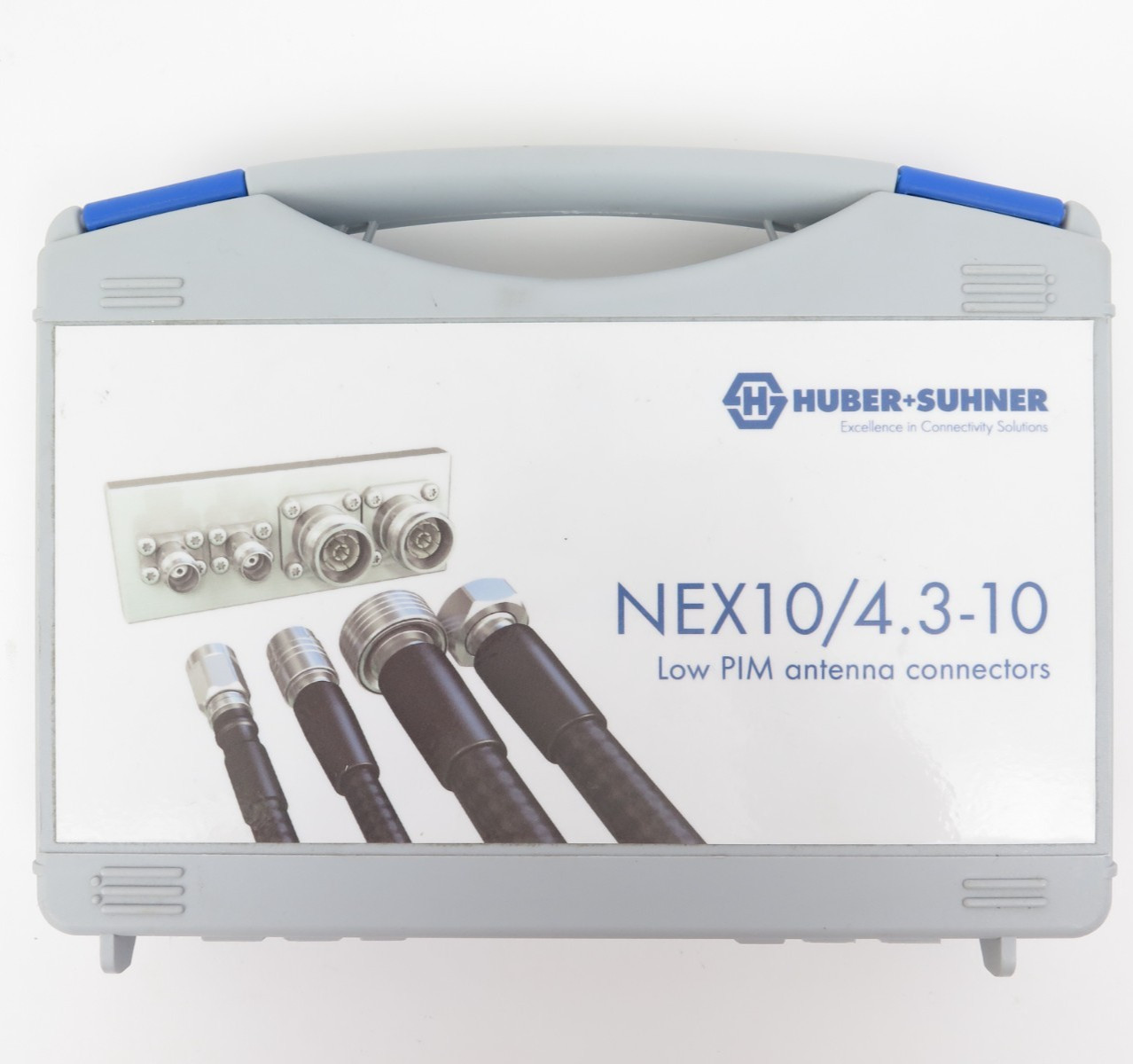 Huber+Suhner NEX10 to 4.3-10 RF Adapter Kit 8-Piece Set Low PIM Grey Case