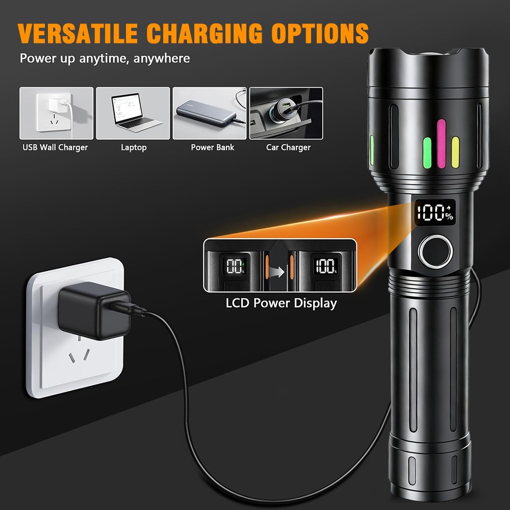 Rechargeable 990000000LM Super Bright LED Flashlight Tactical LED Work Light