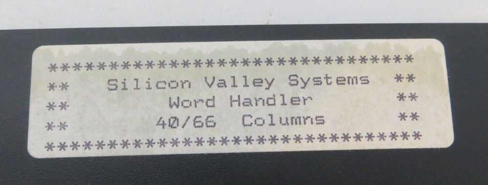 5.25" Floppy Disk SILOCON VALLEY SYSTEMS WORD HANDLER 40/66 80 COLUMNS