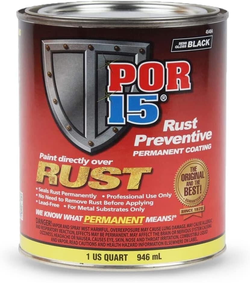 New POR-15 45404 Semi Gloss Black Rust Preventive Coating Quart, Free Shipping