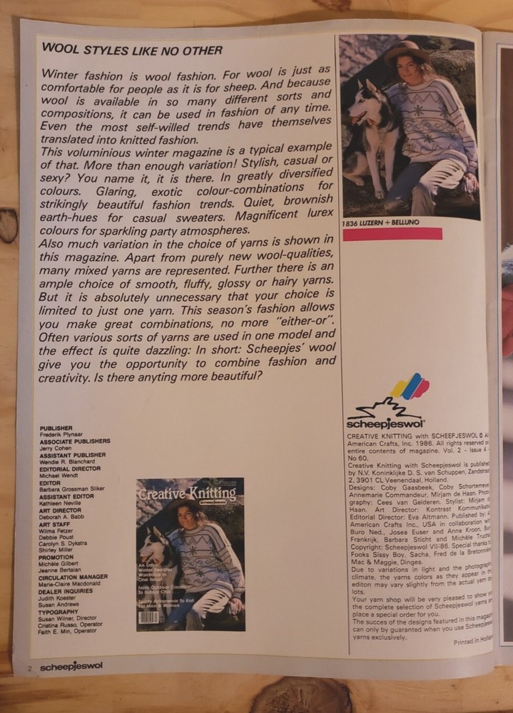 Creative Knitting With Scheepjeswol Volume 4 1986 Winter Sweater Pattern Book