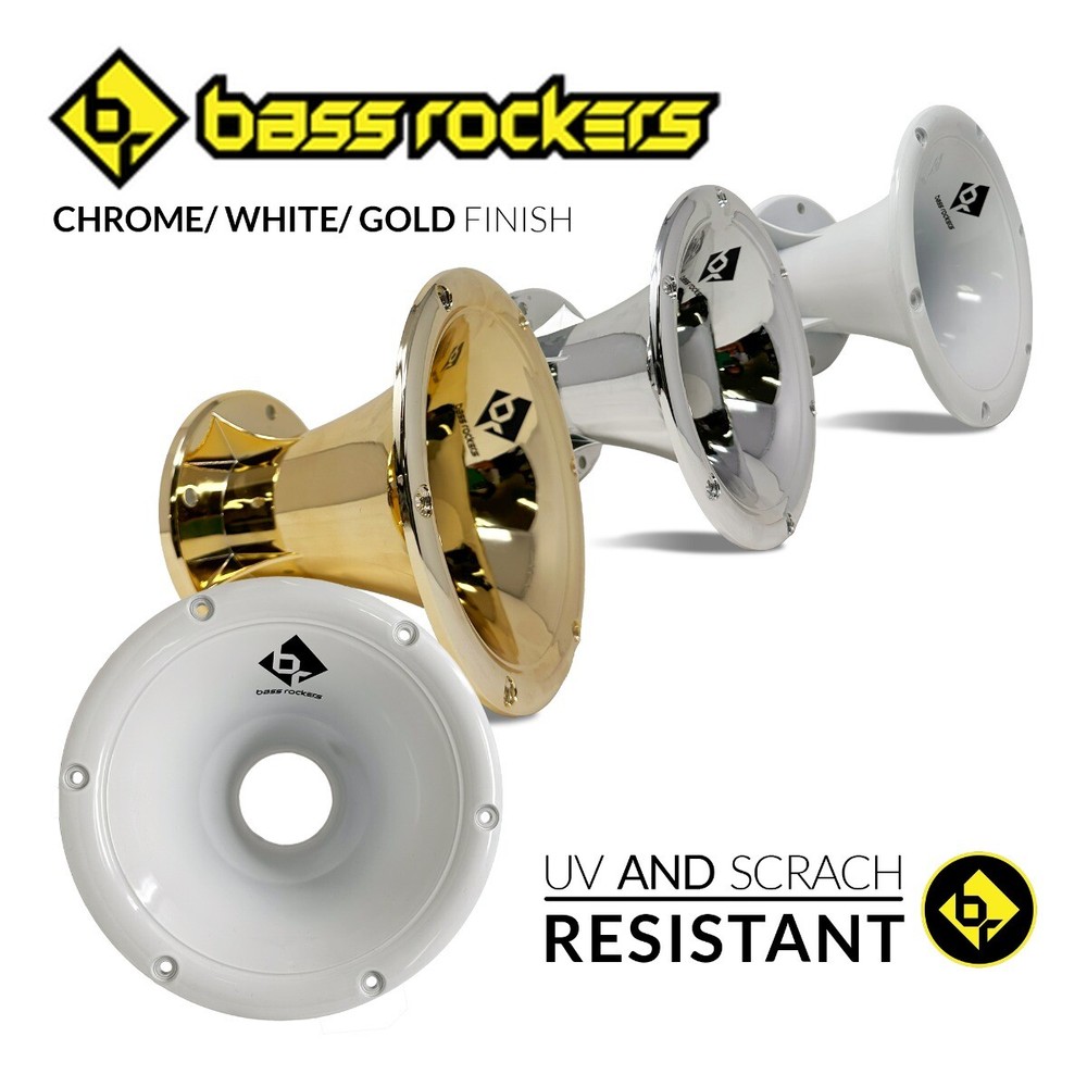 2PC 2” Throat 5.65” Exit Horn Wave Guide UV Resistant Silver Bolt on Compression