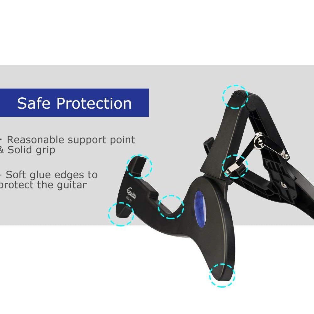 GUITTO Guitar Bass Stand Holder Floor Tripod Folding A-Frame Non-Slip Adjustable