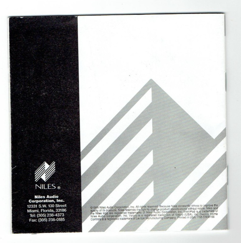 Niles IRP2+ Infrared Extender Main System Unit Installation & Operation Guide