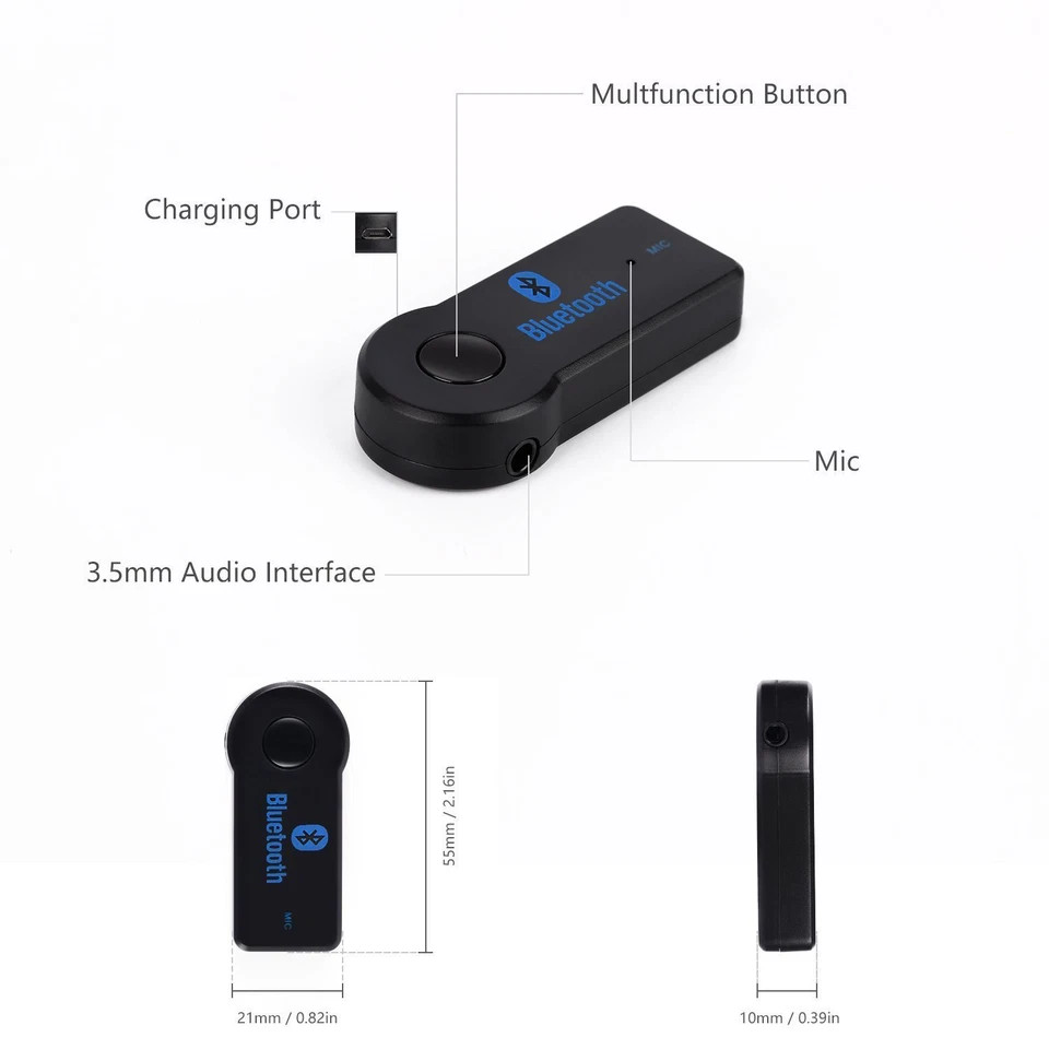 Portable 3.5mm Streaming Car A2DP Wireless Bluetooth AUX Audio Receiver Adapter