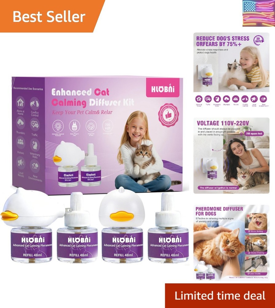 Cat Calming Diffuser – Dual Diffuser Kit with 2 x 30-Day Refills,  Cat Pherom...