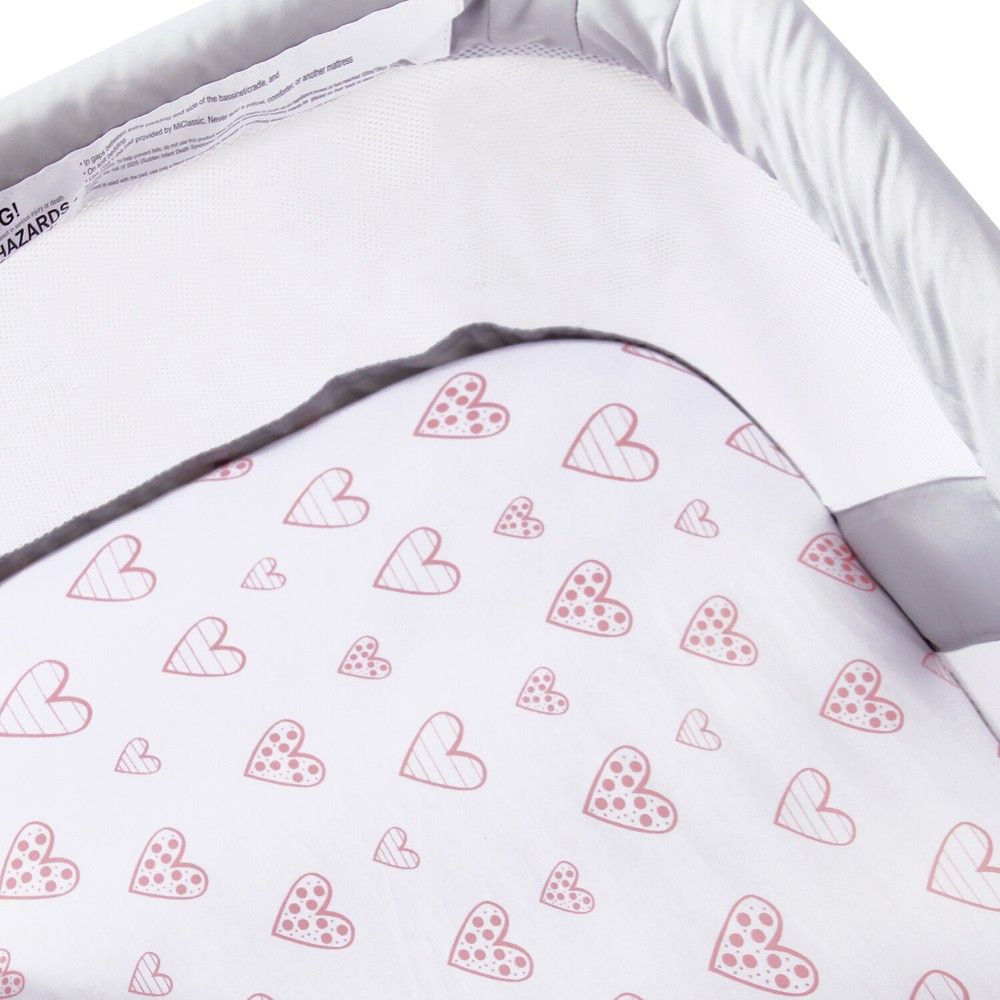 Cotton Bassinet Fitted Sheets Compatible with Mika Micky Bedside Sleeper 2 Pack
