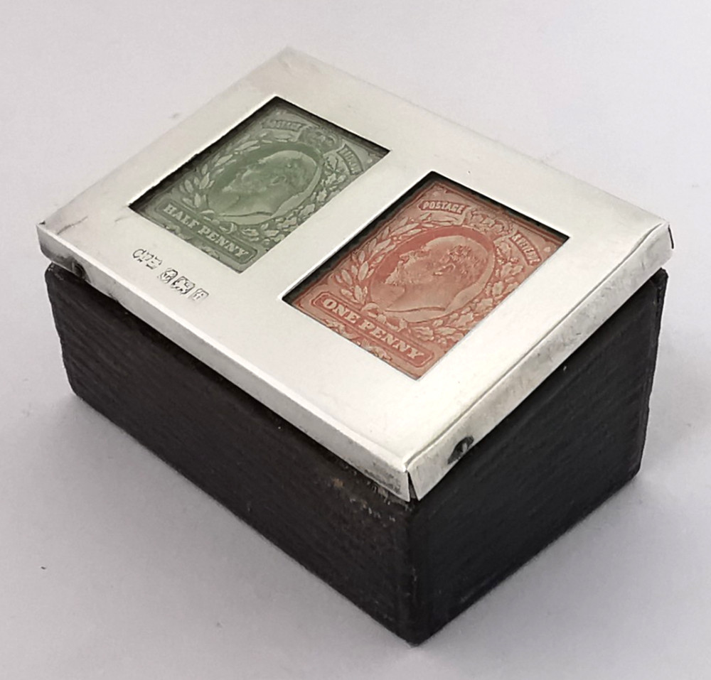 Antique Solid Silver Double Stamp Box - Birm. 1905.