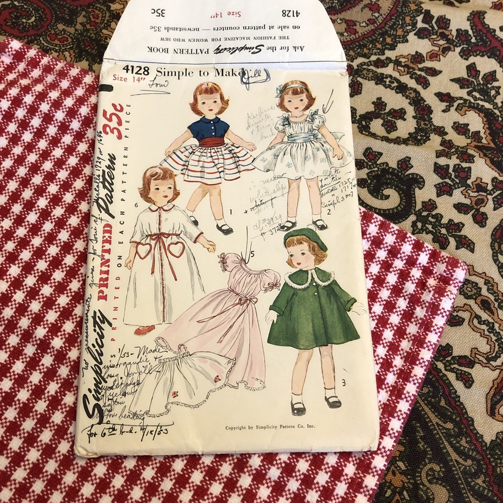 Vintage 14” Doll Clothes Pattern W Instructions 1950’s