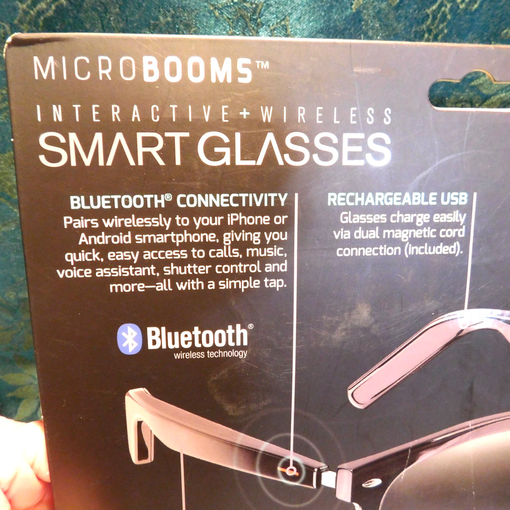 Microbooms interactive Wireless Smart Glasses Black Frames NEW IN BOX sunglasses