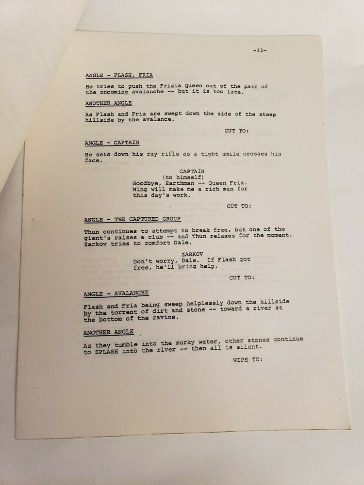 FLASH GORDON / Ted Pedersen 1979 TV Script, "Chapter Eight: The Frozen World"