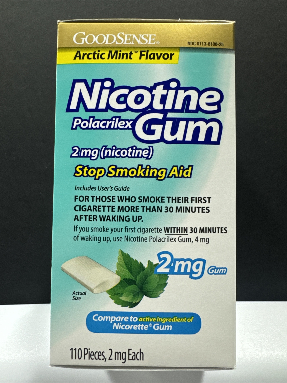 12x GoodSense Nicotine Gum•2mg•Arctic Mint (110ct x 12 = 1320 Total) • Exp.03/25