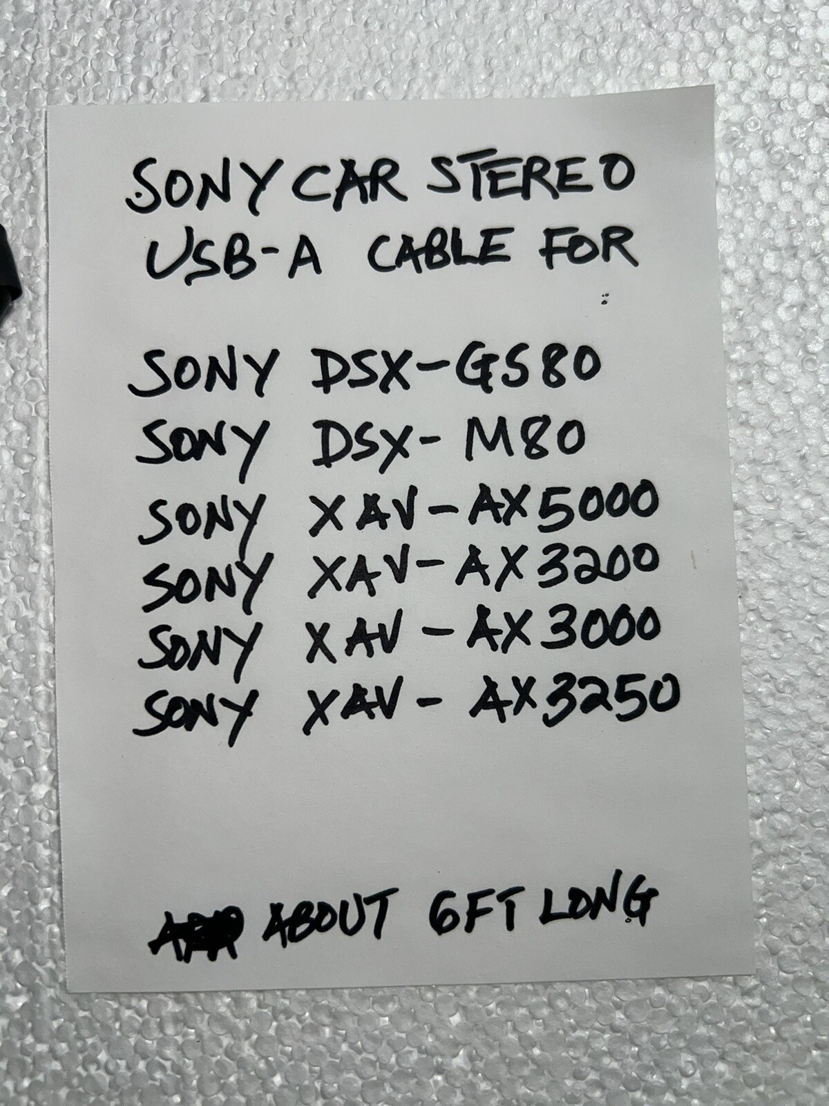 SONY Car Stereo USB Connector USB Cable White Tip For ISO Sony MODELS