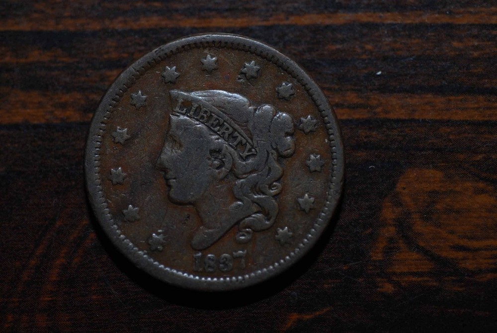 1837 Large Cent, 3rd Head, VG