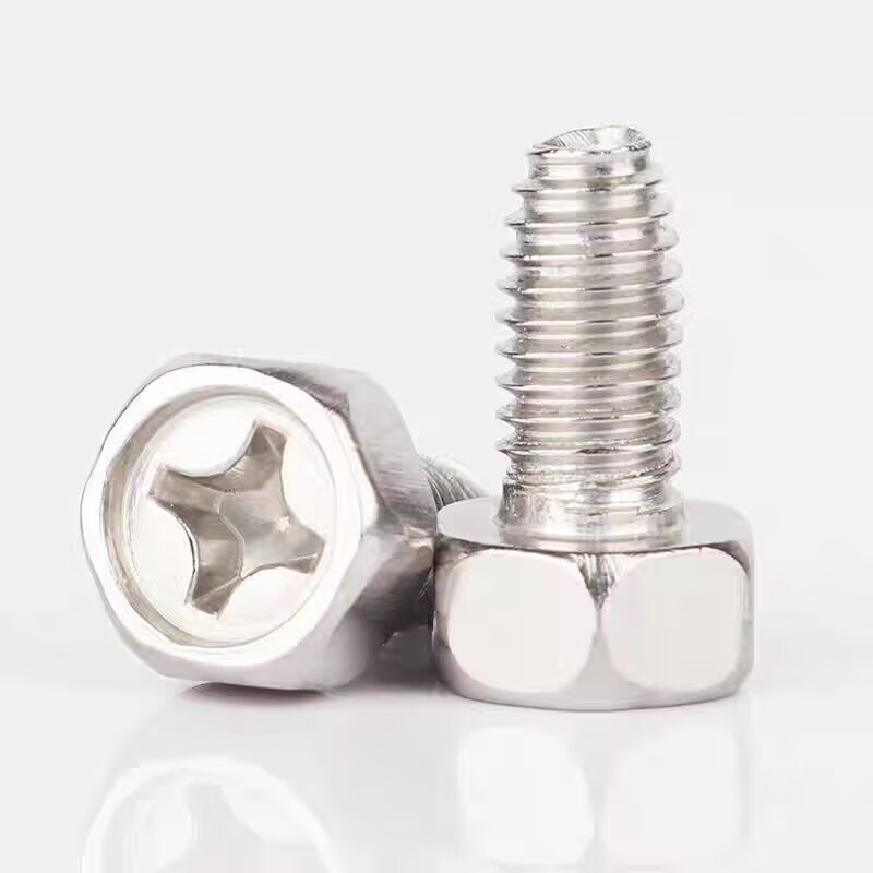 M5 M6 304 Stainless Phillips Hexagon head Triangular Tooth Self-locking Screw