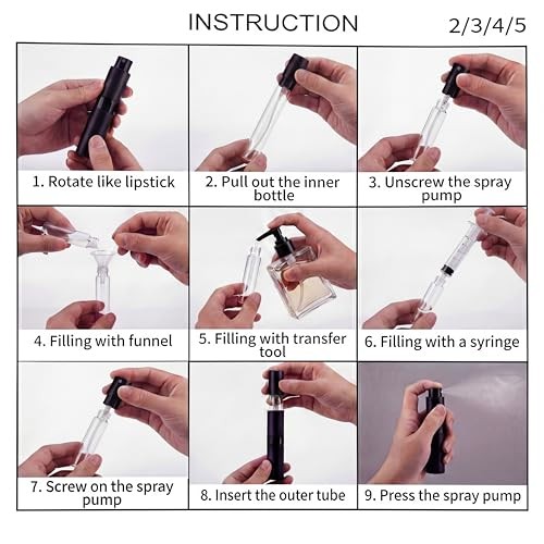 8Ml Atomizer Perfume Travel Size Spray Bottle Empty Refillable (3 Pcs) 5Ml