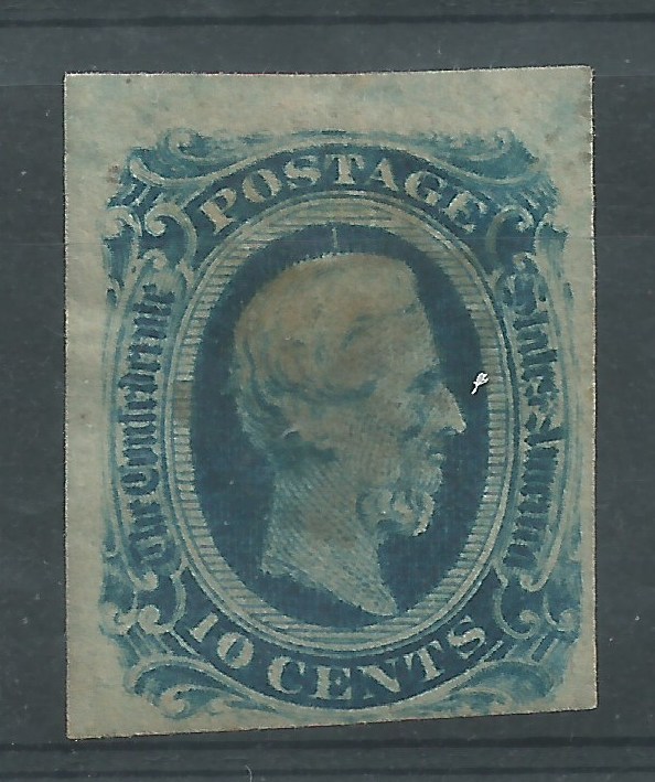 CONFEDERATE STATES 1863 10c GREEN JEFFERSON DAVIS MH