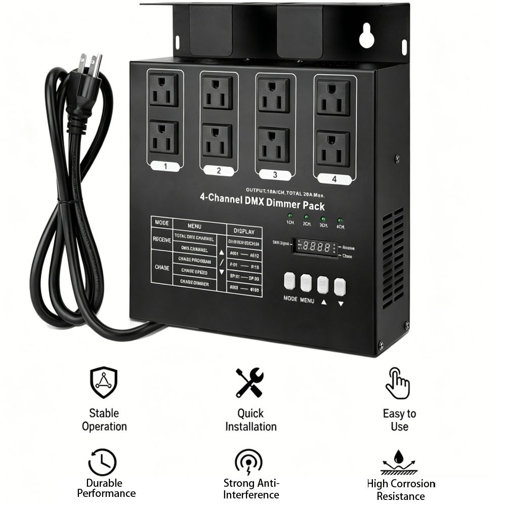 Dmx Dimmer Pack with Dmx 4-Channel Dmx512 Suitable for Stage Lighting Control