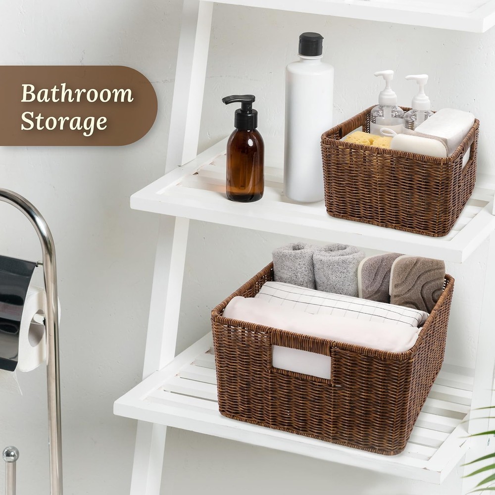 Baskets with Handles, Wicker Storage, Shelf Boxes for Organizing, Decorative ...