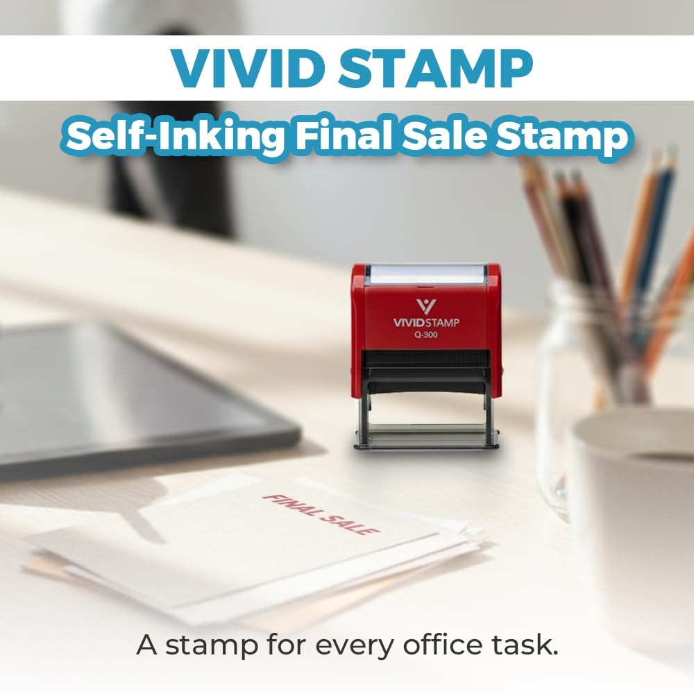 Basic Final Sale Self-Inking Office Rubber Stamp Red Large Business Supply