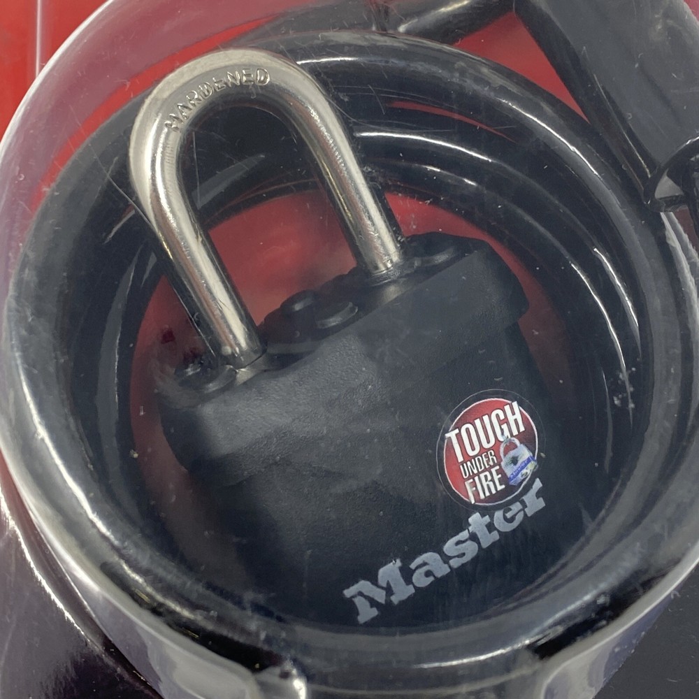 Master Lock 613DAT Keyed Padlock & 6ft Braided 1/4" Cable Weather Resistant New