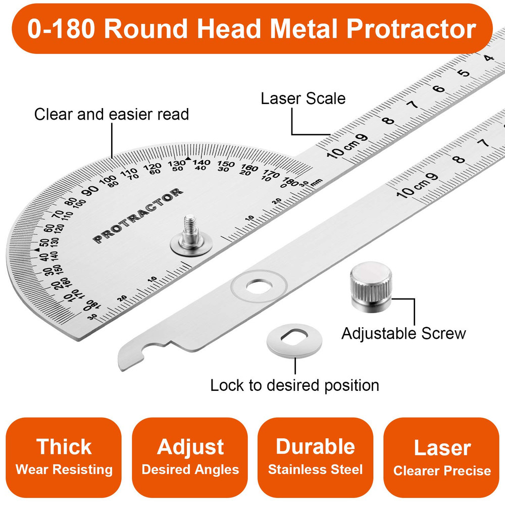 Angle Protractor Angle Finder Ruler Two Arm Stainless Steel Protractor