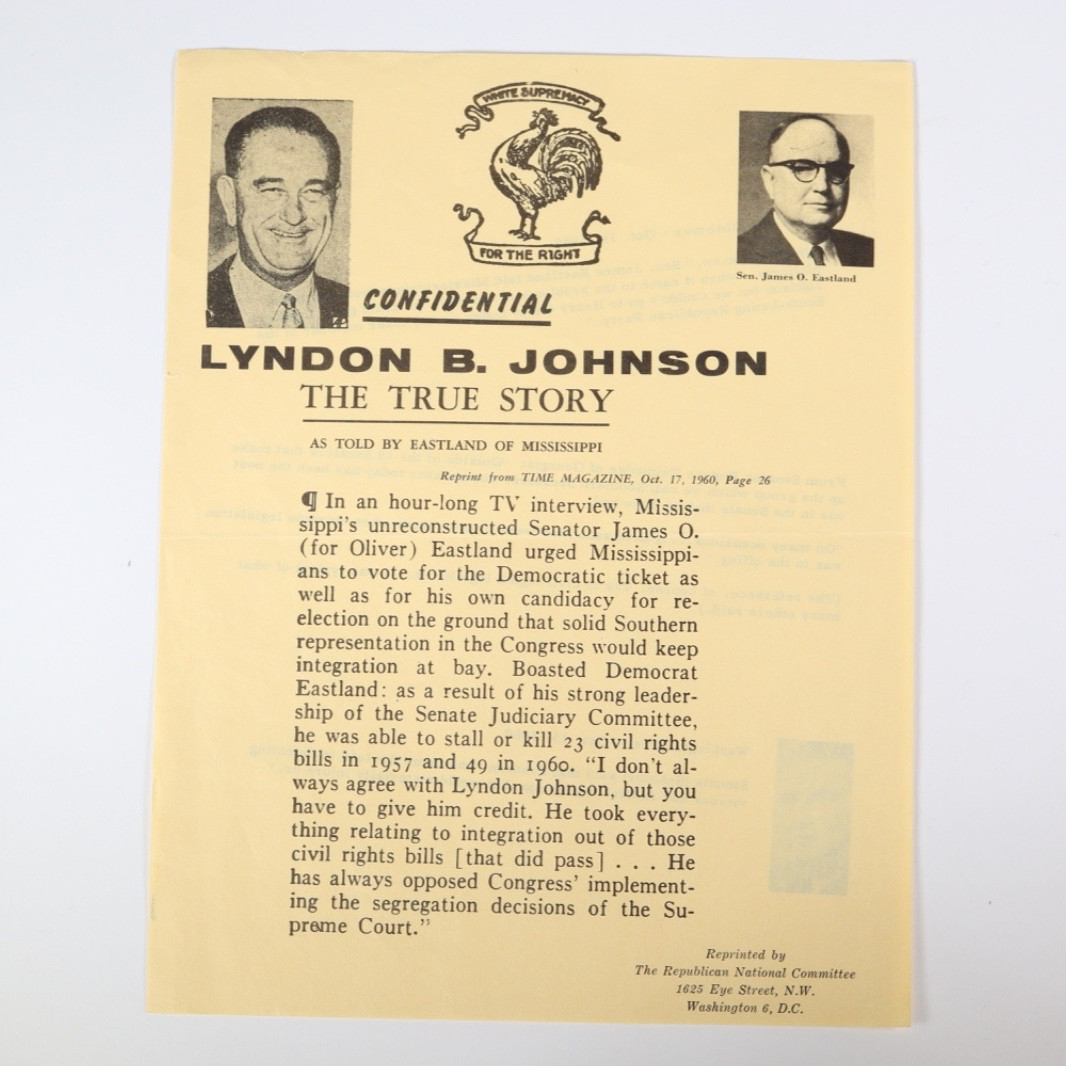 1960 Anti Lyndon Johnson LBJ Southern Presidential Campaign Ephemera