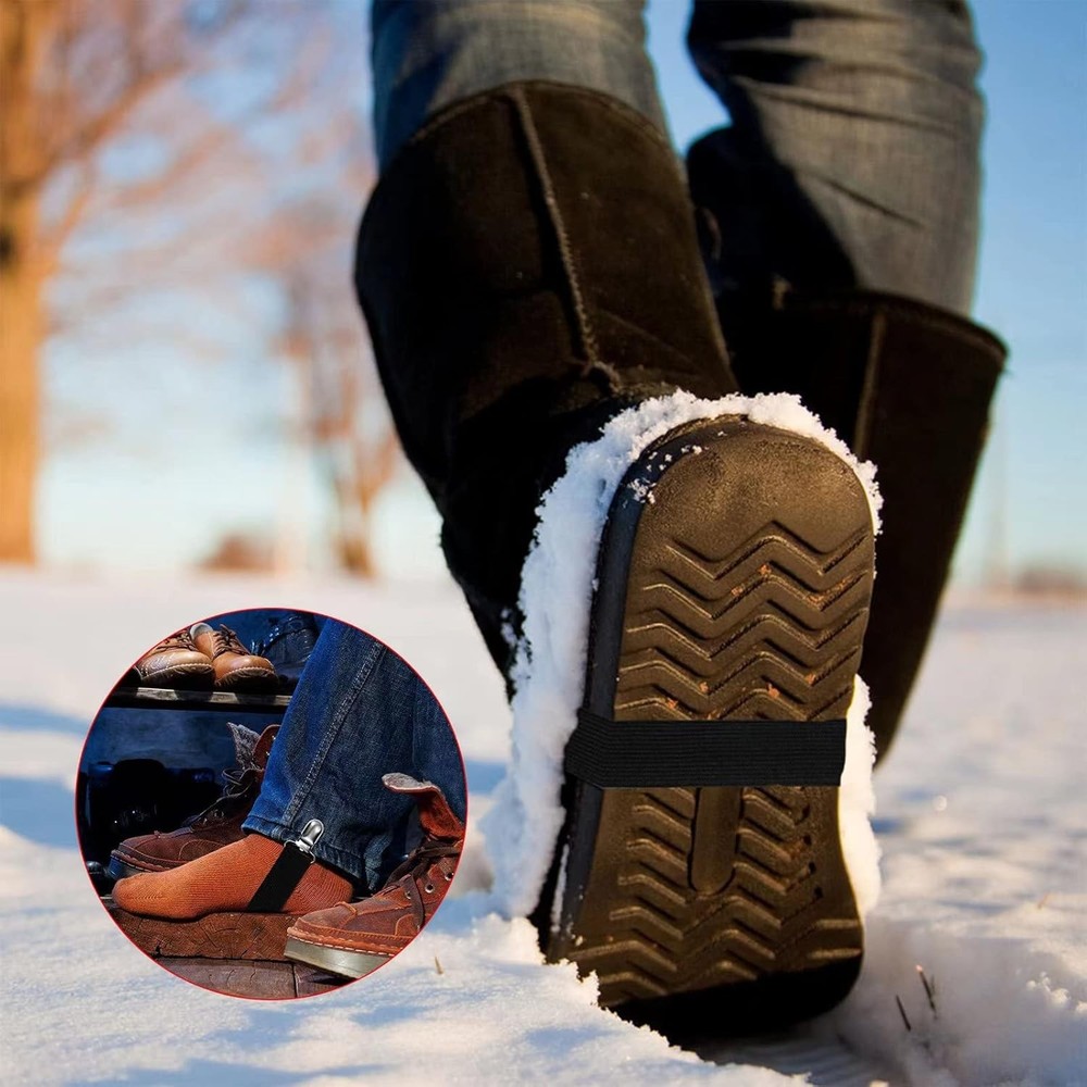 Adjustable Boot Straps Pant Stirrups Clips Large, Black