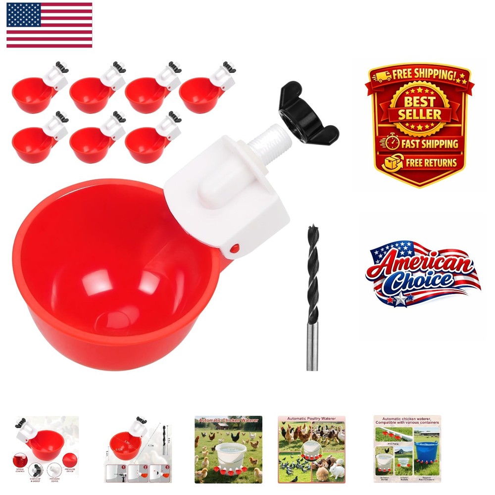 Easy Install Automatic Chicken Waterer – Durable Cups for Ducks, Turkeys & More