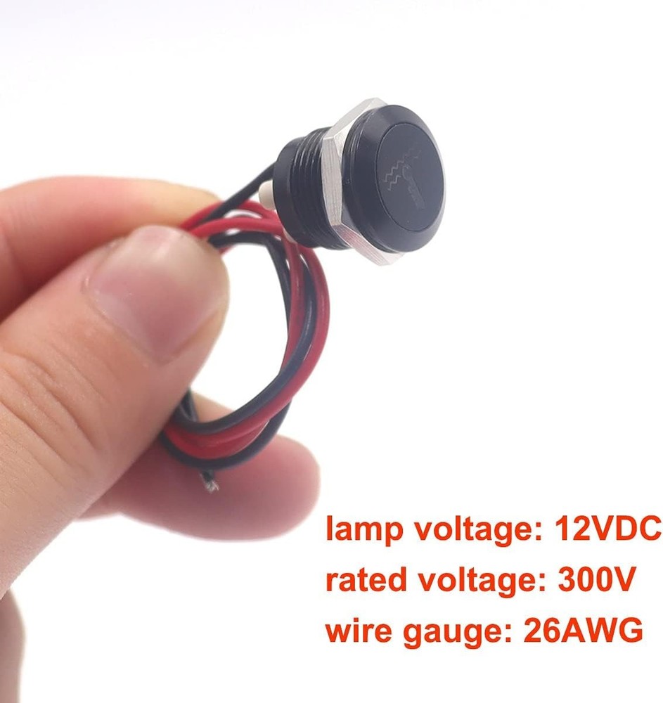 LED Indicator Pilot Dash Light (Battery/Alternator Warning) Red, 1/2"black