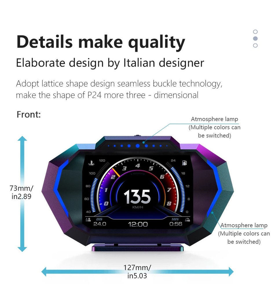 On-board Computer HUD OBD2 Head Up Display GPS Speedometer 12 Interface Display