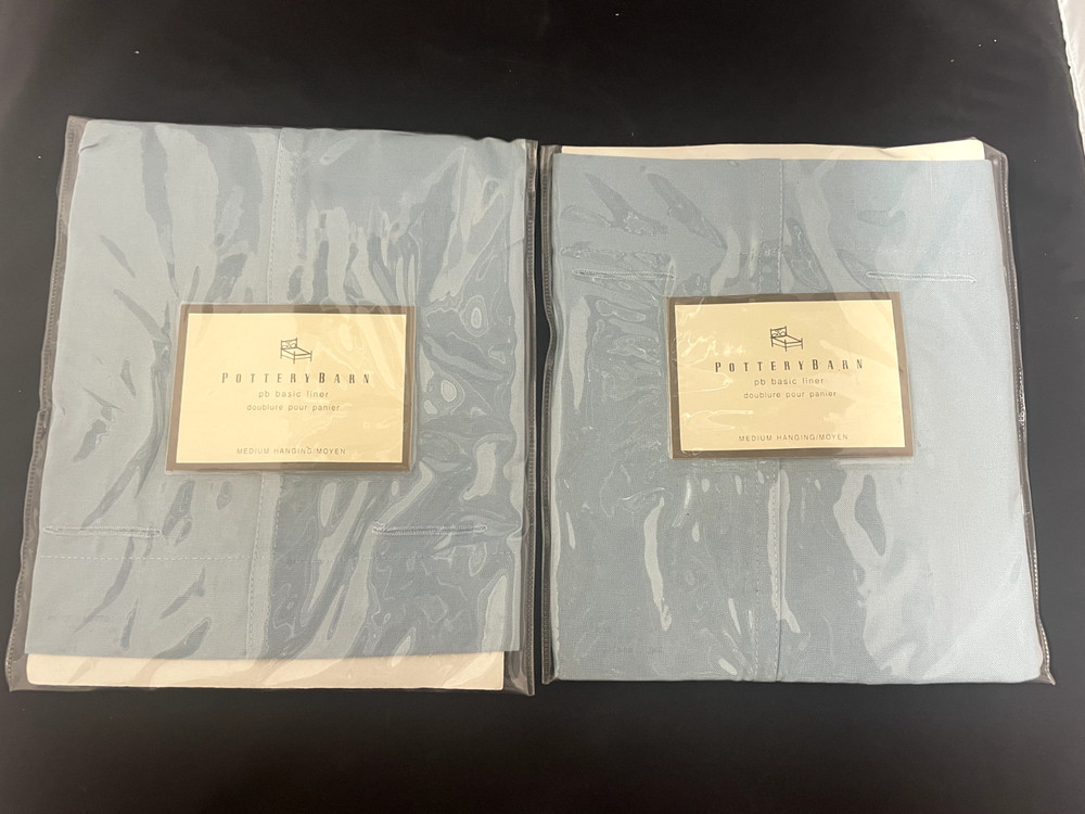 Two Pottery Barn PB Basic Liner Size Medium Hanging in Blue