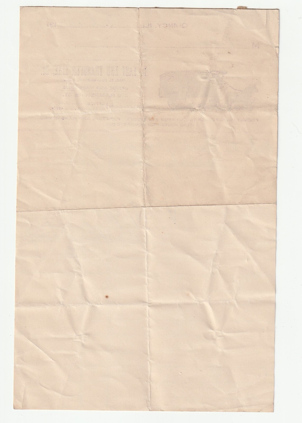 1917 INVOICE RECEIPT - EAST END TRANSFER LINE - QUINCY ILLINOIS - HORSE & WAGON