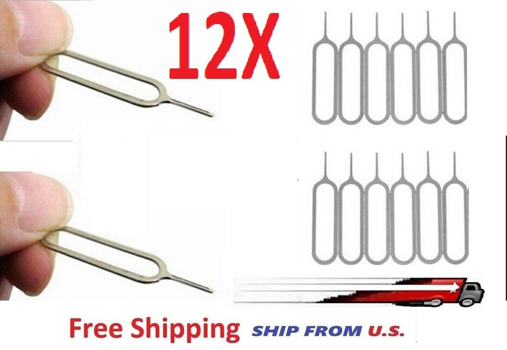 12 Sim Card Ejector Eject Pin Key Tool for iPhone Android SHIPS FROM USA!!!