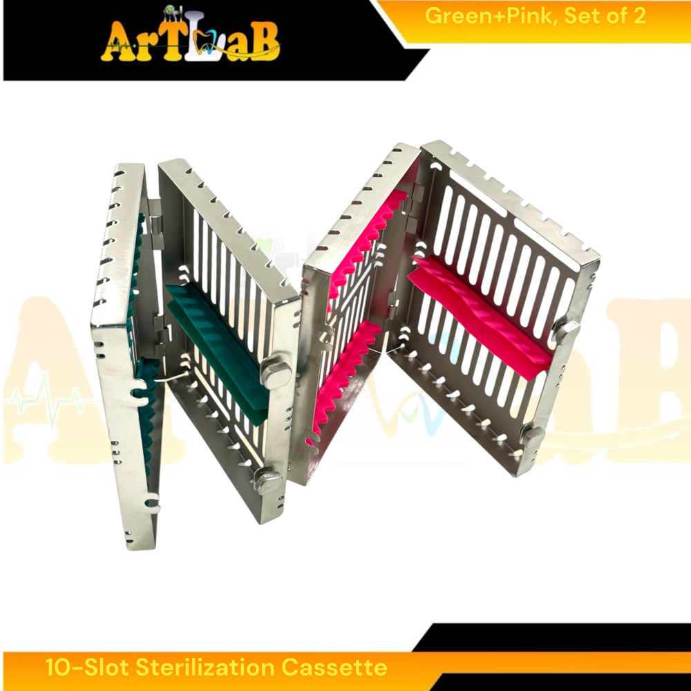Autoclave Sterilization Boxes for 10 Instruments Each, Detachable, 2-Button (2PK