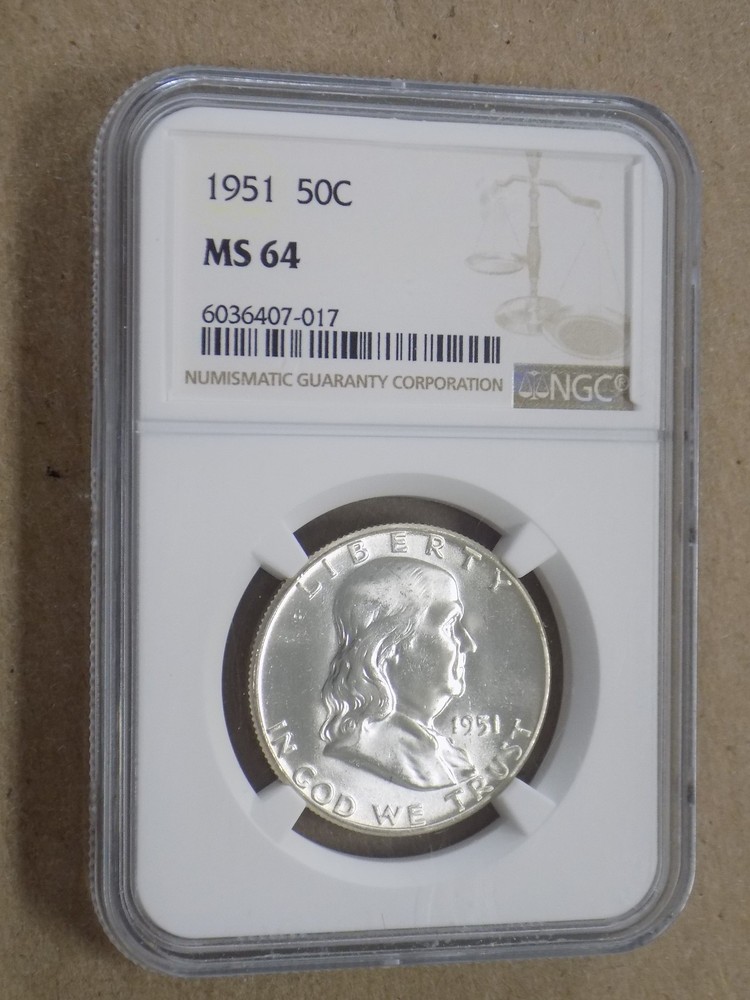 1951 50C Franklin Half Dollar NGC MS64