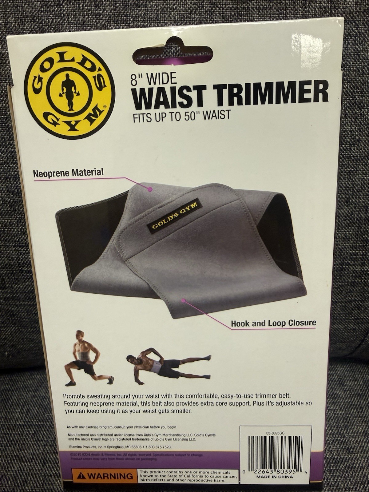 Golds Gym Waist Trimmer Belt Workout Belt 8" Wide Fits up to 50" Waist Neoprene