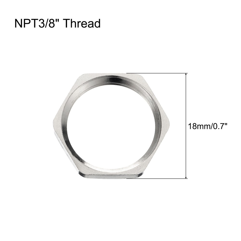 8PCS Cast Pipe Fitting Hex Locknut Nut NPT3/8" Female Thread Silver Tone