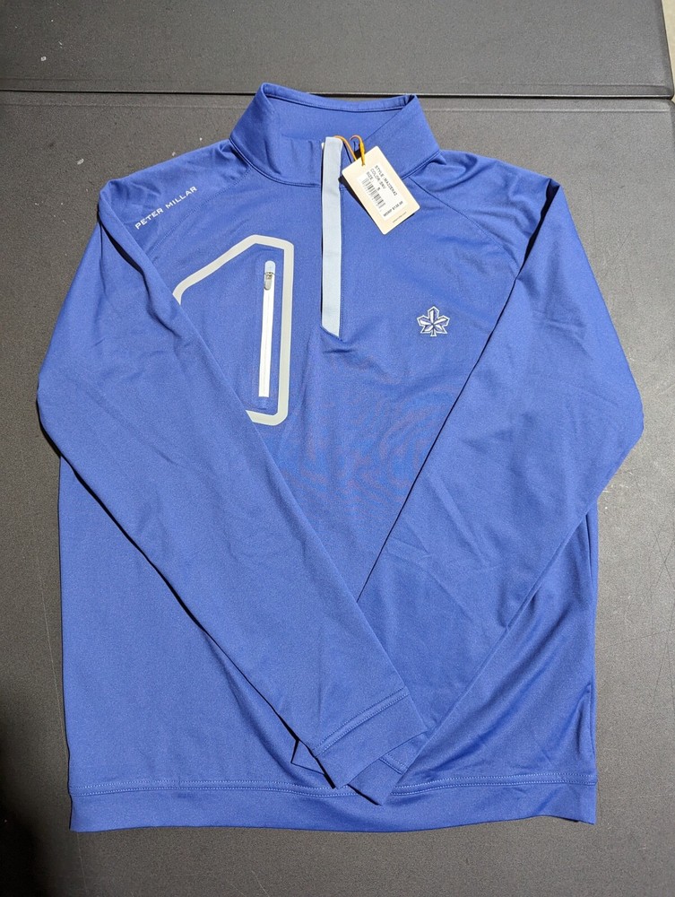 NWT MEN'S PETER MILLAR HYPERLIGHT HYBRID PULLOVER, SIZE: S, COLOR: SNV (NAVY)M3