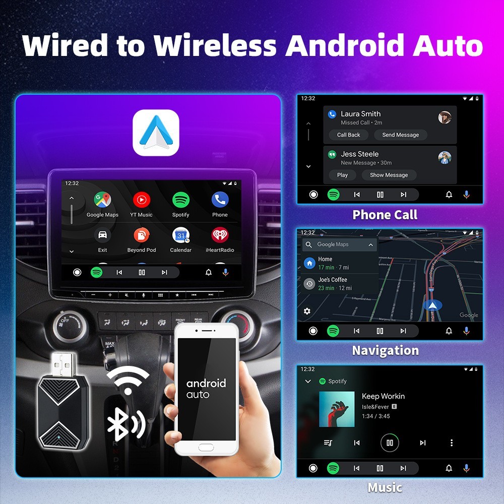 USB Wireless CarPlay Adapter For iPhone Apple Wireless Dongle Plug ＆Play Black