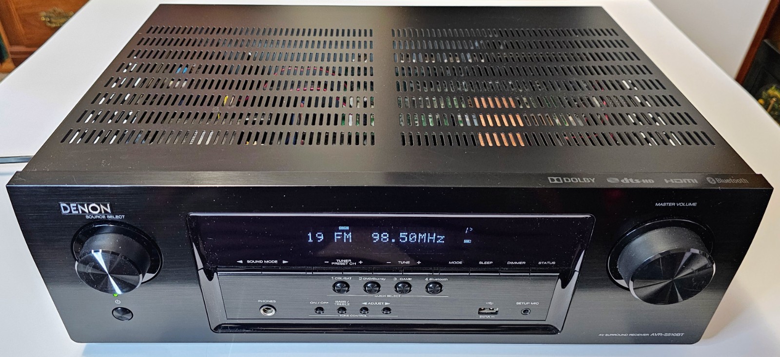 Denon AVR-S510BT 5.2 Ch AV Receiver Bluetooth 4K HDMI Home Theater No Remote