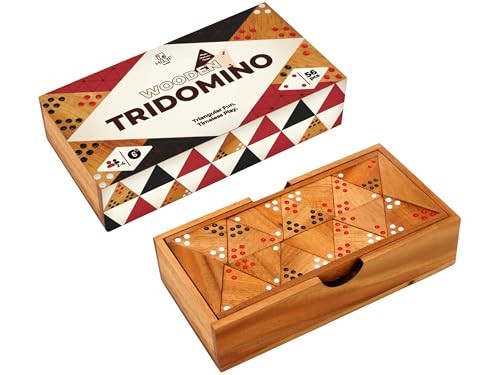 Wooden Triangular Dominoes Set Triangle Tile Game Strategy for Tridominoes